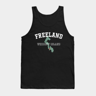 Freeland, Whidbey Island WA Island Silhouette PNW Souvenir Tank Top